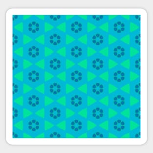 Groovy sixties geometric pattern in blue and green tones Sticker
